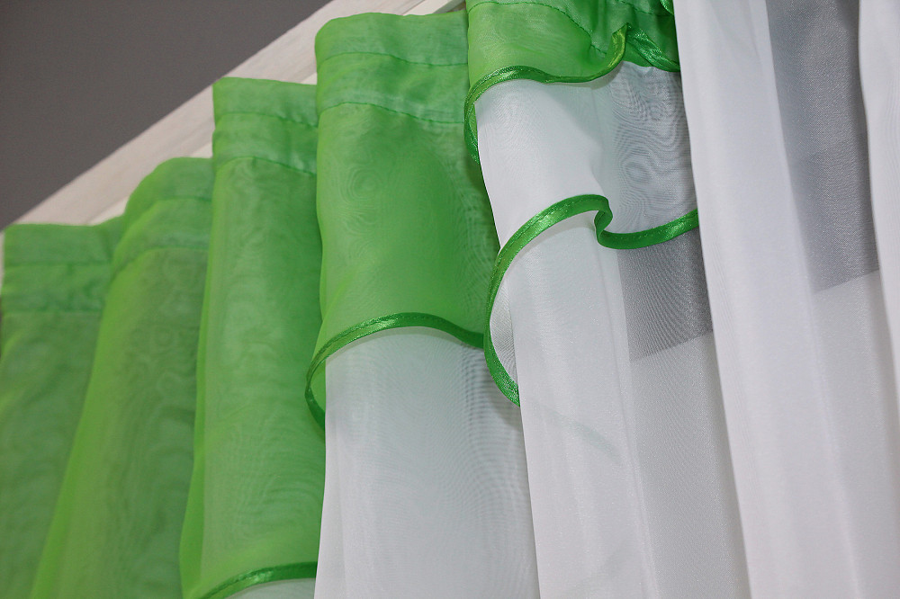 Кухонная занавеска VR-Textil № 114к ламбрекен и тюль салатовый с белым 270х170 см (52-0795) Киев - изображение 4