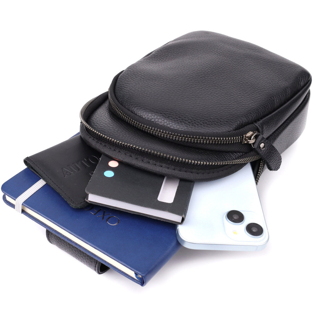 Мужская сумка через плечо из натуральной кожи Vintage 23032 Черный Киев - изображение 7