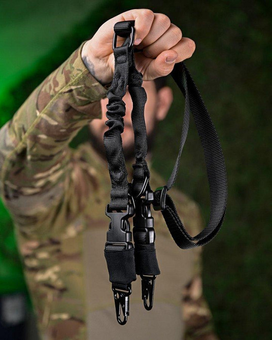 Двоточковий збройовий ремінь чорний ПП7605 Одеса - фото 1