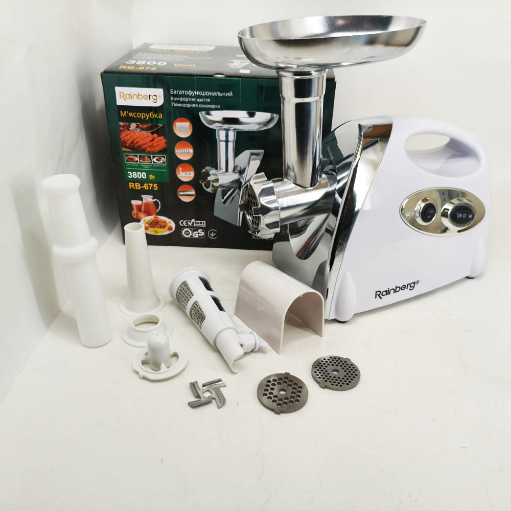 Мощная качественная электромясорубка Rainberg RB-675 3800W, Мясорубка с решеткой для фарша XK-99 Львов - изображение 10