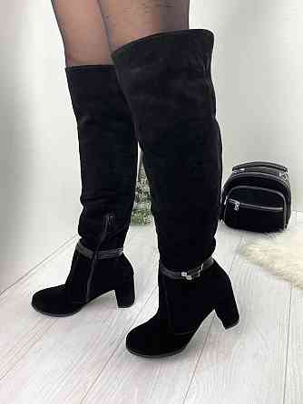 Ботфорти жіночі KLUCHINI 3766 чорні (весна-осінь, замша натуральна) (2945) Коломия