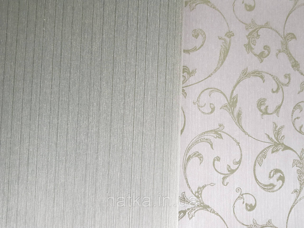 Шпалери текстильні еко 0.53х10.05 Rasch Textil Valentina класика смуги зелено сірі Київ - фото 1