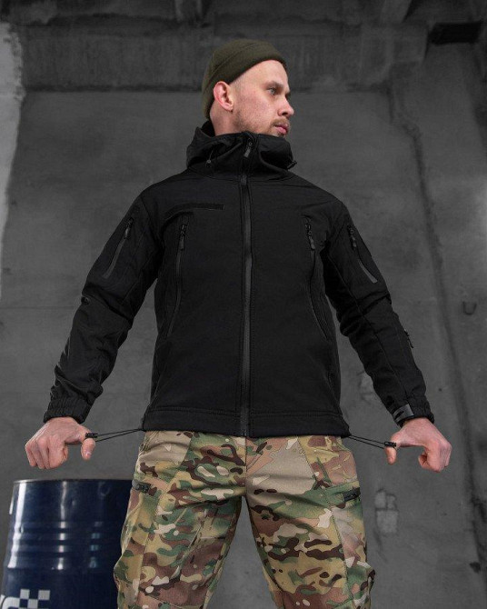 Тактическая военная куртка армейская софтшелл весна softshell черная Одесса - изображение 5