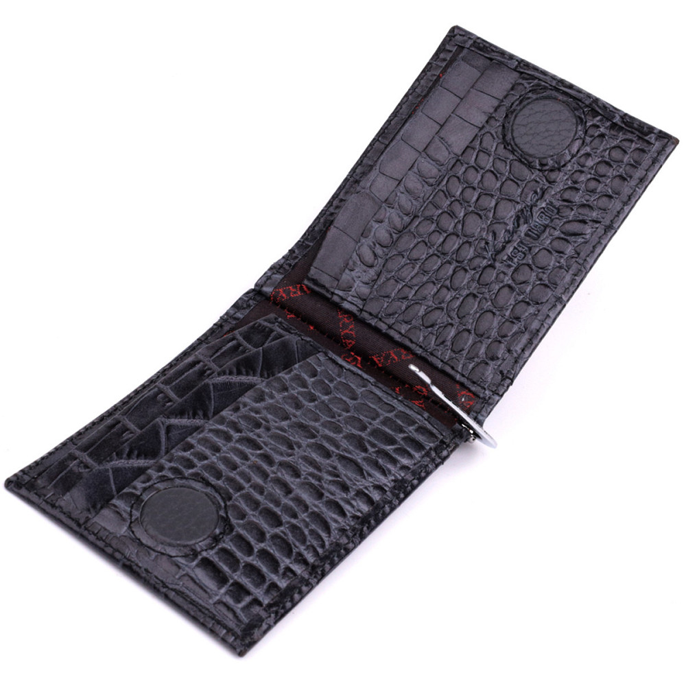 Практичний чоловічий гаманець-затиск із натуральної шкіри KARYA 22851 Сірий Київ - фото 7