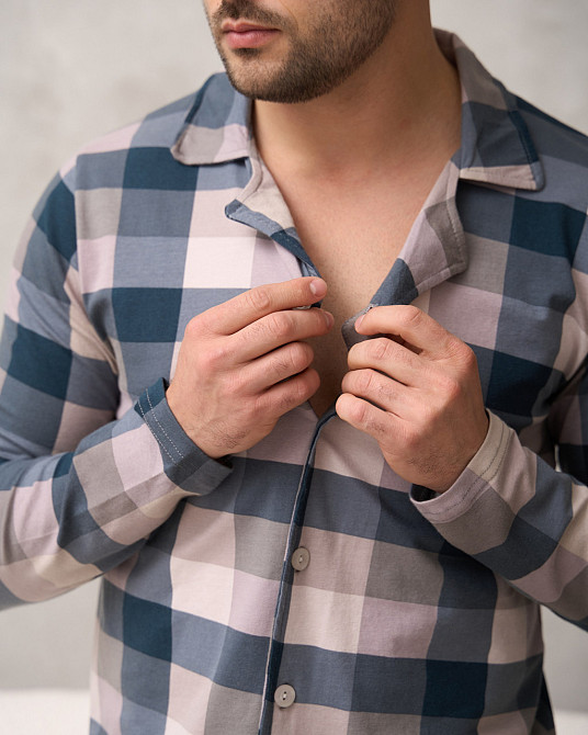 Мужская пижама со штанами - клетка - Family look для пары Tom John 93480 Киев - изображение 2