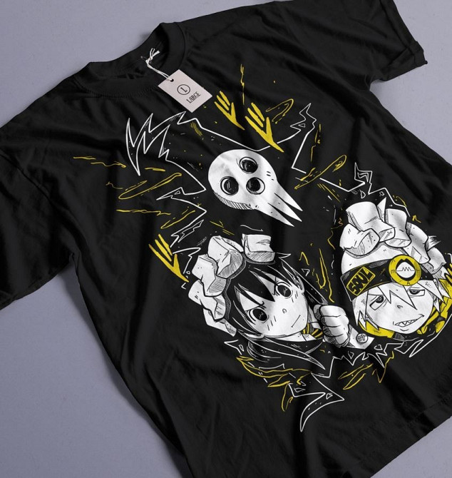 Футболка для хлопчика з аніме принтом Деатх Кід Соул Еатер оверсайз (зріст від 165 до 180) Чорний AnimeJ0890m Дніпро - фото 2