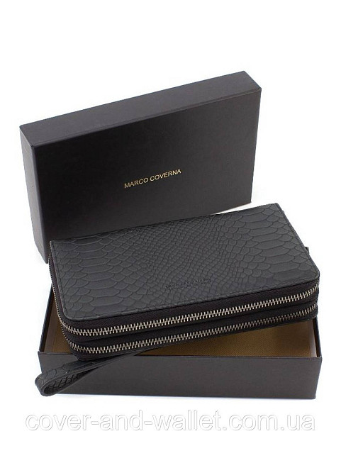 Мужская кожаная барсетка клатч на две молнии Marco Coverna 5902C Черный Киев - изображение 10