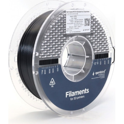 Пластик для 3D-принтера Gembird PETG High Speed, 1.75 мм, 1 кг, black (3DP-PETG1.75HY-01-BK) Винница - изображение 1