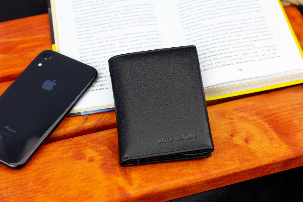 Чоловіче шкіряне портмоне із застібкою на кнопку Marco Coverna Leather якісний гаманець для документів і грошей Київ - фото 7