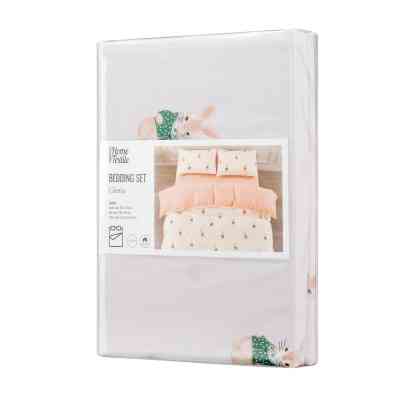 Постельное белье Ardesto Gloria сатин кролики, бежевый полуторный евро 160х220 (ART1622BR) Винница