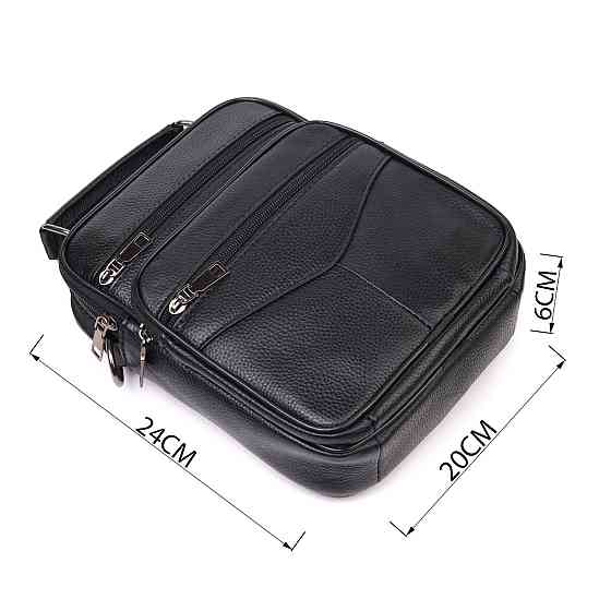 Містка чоловіча сумка шкіряна 21271 Vintage Чорна Київ