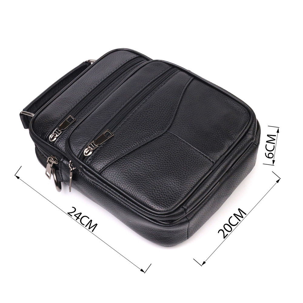 Містка чоловіча сумка шкіряна 21271 Vintage Чорна Київ - фото 3