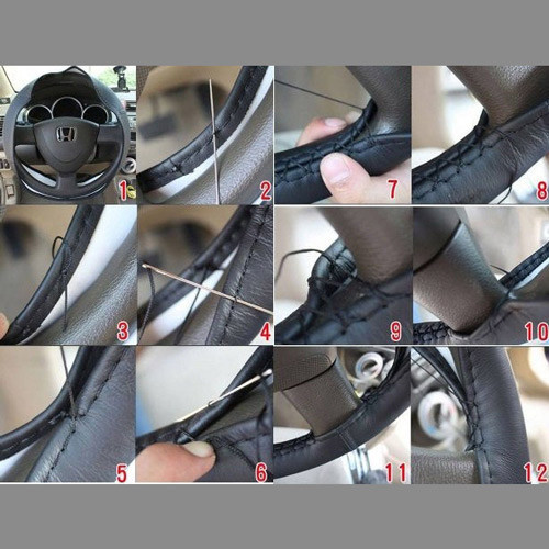 Сіра оплетка-чохол на кермо з екошкіри для авто Київ - фото 9