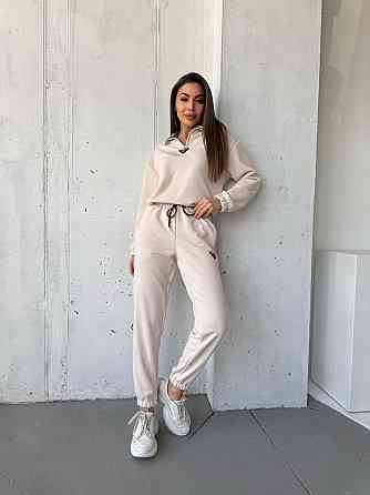 Жіночий повсякденний костюм-двійка: кофта та штани двохнитка-петля Беж, 42 Одеса