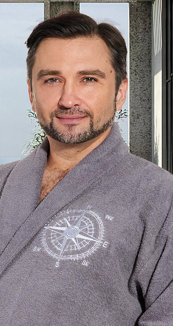 Мужской махровый халат с вышивкой полезный подарок (56-58) Киев - изображение 2