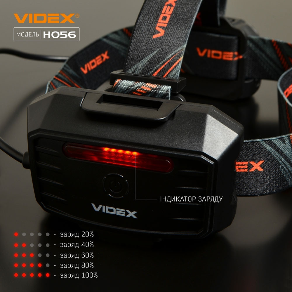 Ліхтарик LED налобний 1400Lm 6500К чорний VLF-H056 Videx Житомир - фото 6