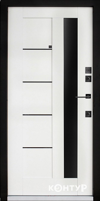 Двери квартирные, серия ТИП 3.2 модель 632/605 сланец темный+спил дерева коньячный/супермат белый 860 Киев - изображение 2