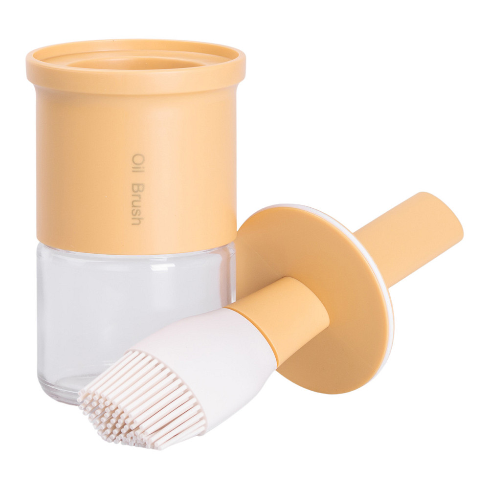 Баночка для олії з пензликом 300 мл диспенсер з пензликом для оливкової, соняшникової олії Жовтий HP-34-11Y Коломия - фото 3