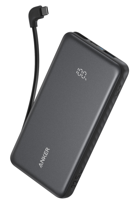 Портативний зарядний пристрій Anker - 10000 mAh 22.5W Built-In USB-C Cable Black (7198079) Київ - фото 1