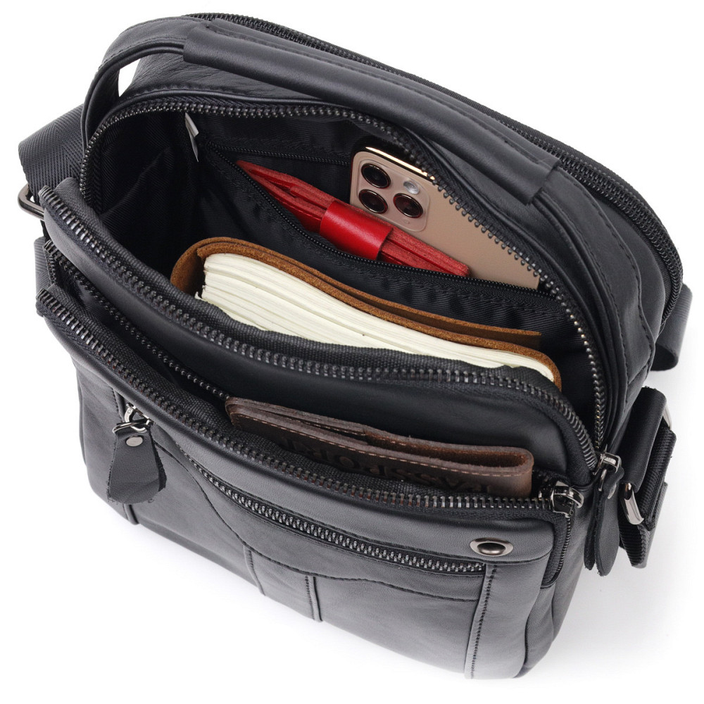 Сумка чоловіча Vintage 20826 шкіряна Чорний Київ - фото 6