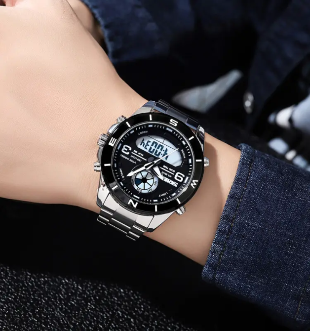 Годинник чоловічий на сталевому браслеті Skmei 1839 (Сріблястий з чорним циферблатом) Вінниця - фото 9