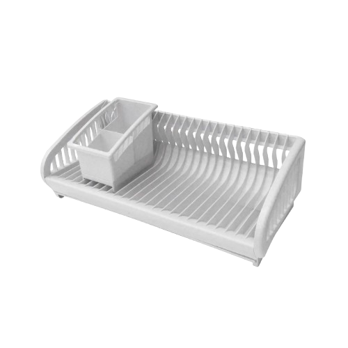 Сушарка для посуду + підставка для ст.приладів 2в1 пластик білий мармур 191-12 Ламела Житомир - фото 1