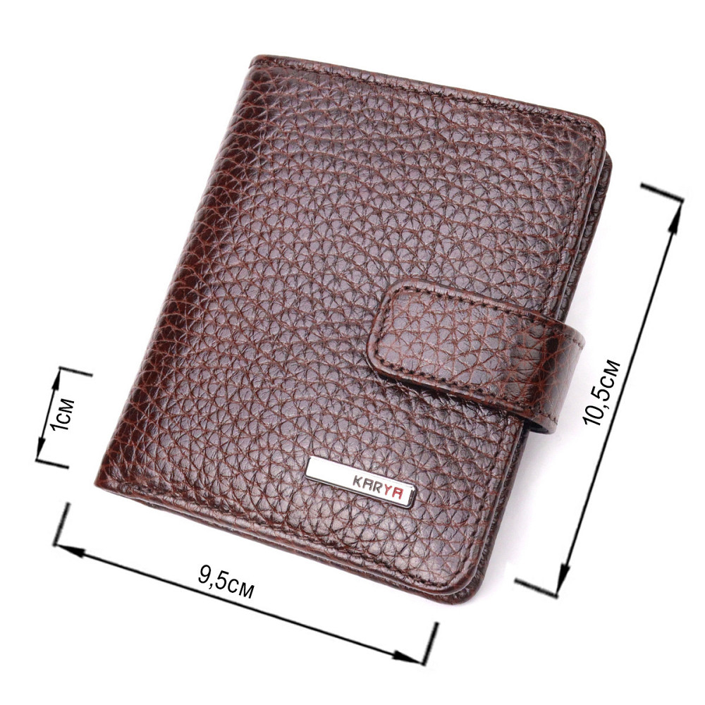 Компактный бумажник для мужчин из натуральной кожи KARYA 21326 Коричневый Киев - изображение 3