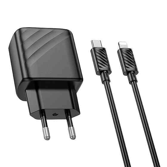Мережевий зарядний пристрій HOCO CS22A Value single port PD30W charger set(C to iP) Black (6942007609920 ) Київ