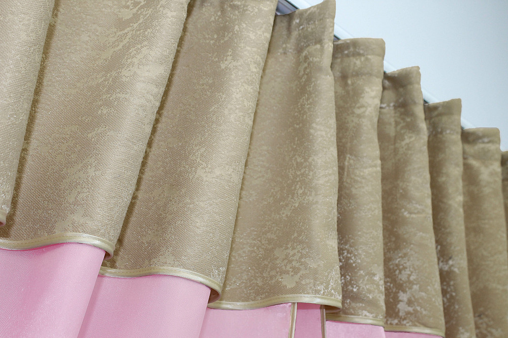 Кухонные шторы VR-Textil № 073к с ламбрекеном и подхватами розовый с бежевым 270х170 см (52-0291) Киев - изображение 4