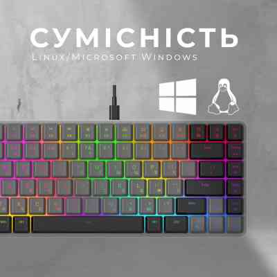 Клавіатура GamePro MK141R Red Swich Low Profile RGB USB Dark Gray (MK141R) Вінниця