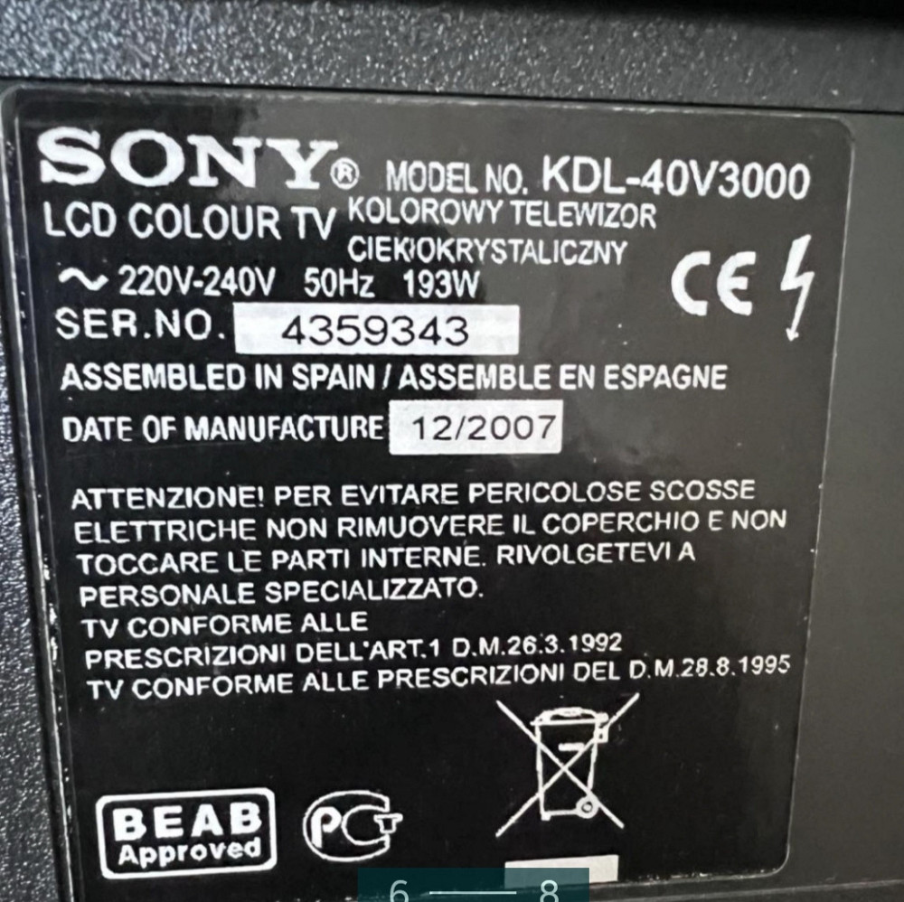 Телевізор: SONY 40" BRAVIA,KDL- 40V3000 Харків - фото 6