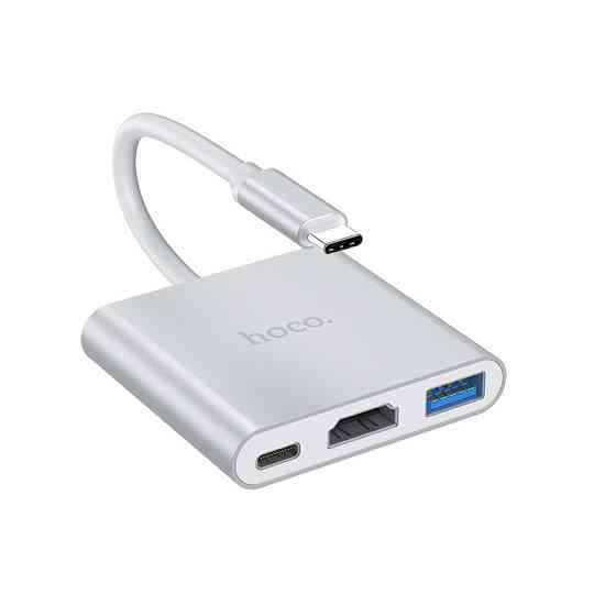 USB-хаб HOCO HB14 Type-C до USB3.0+HDMI+PD Срібний Київ