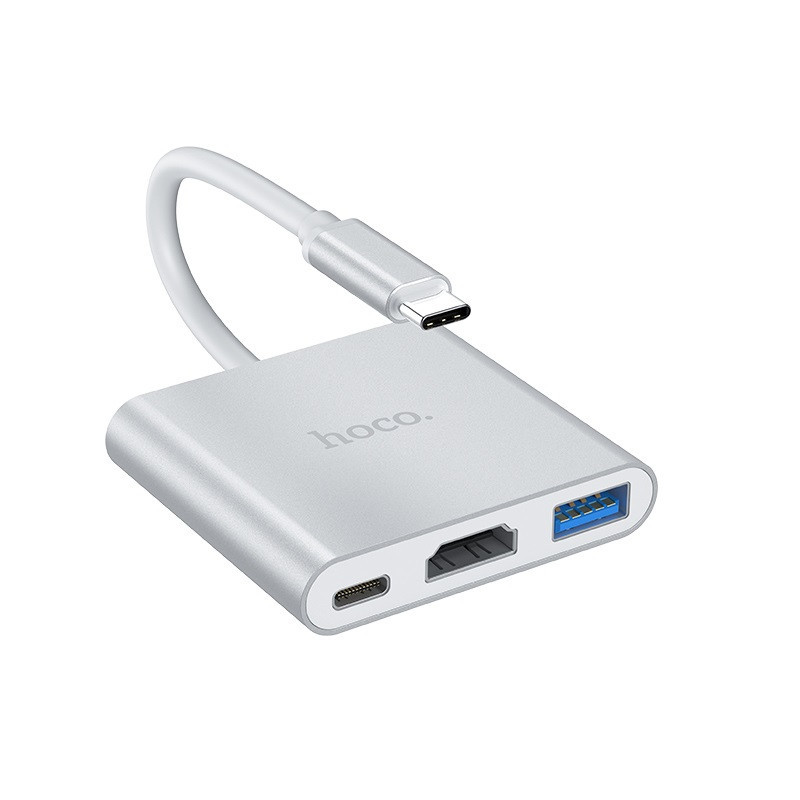 USB-хаб HOCO HB14 Type-C до USB3.0+HDMI+PD Срібний Київ - фото 4