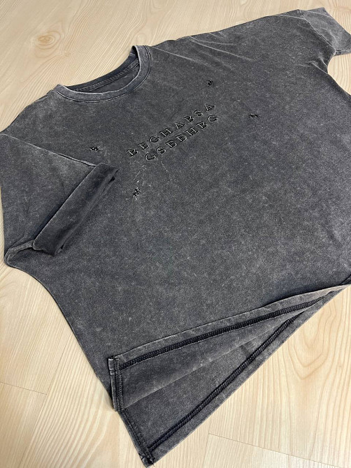 Футболка женская A-N 26028 тай-дай оверсайз с вышивкой, серый, one size Киев - изображение 14