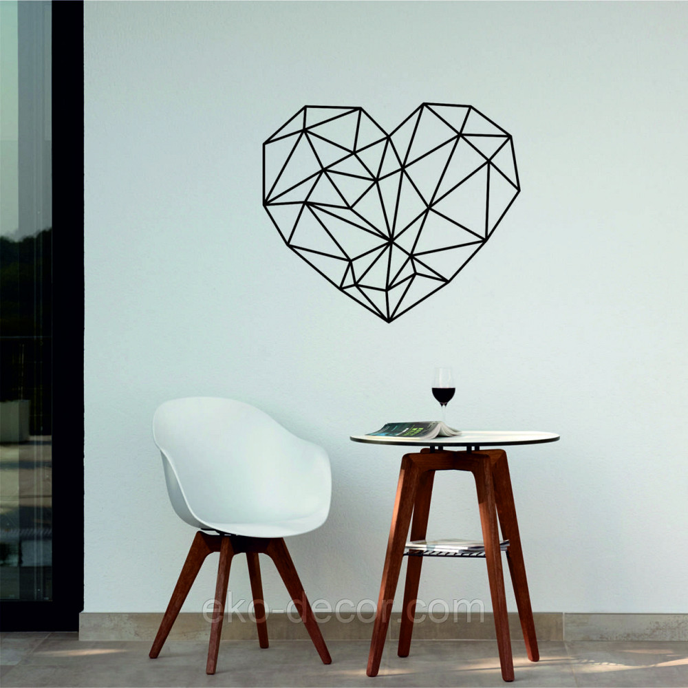 Декоративное настенное Панно «Сердце» Декор на стену 70*60 см, Черный Киев - изображение 1