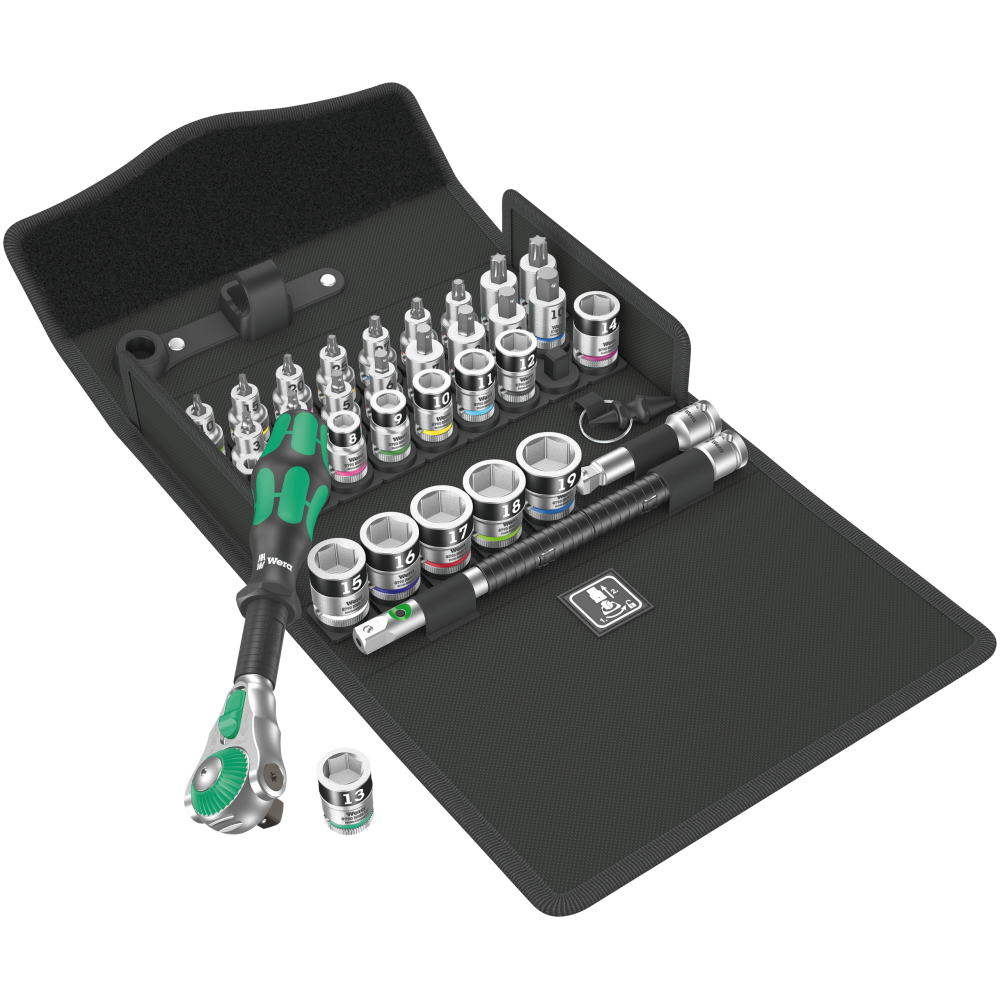 Набір торцевих головок з тріскачкою, подовжувачем 3/8" 35од. Wera Zyklop Speed 8100 SB All-in 05004090001 Одеса - фото 1