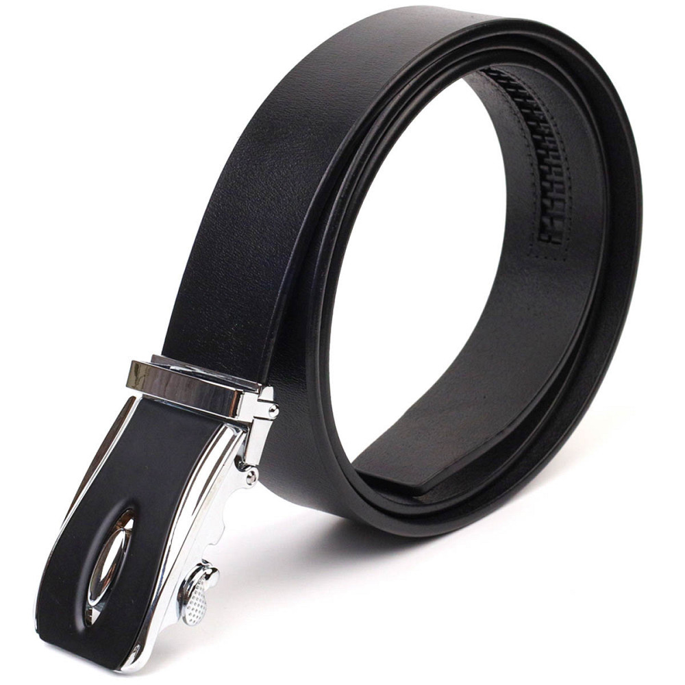 Брючный мужской ремень с пряжкой автомат из натуральной кожи 21465 Vintage Черный Киев - изображение 2