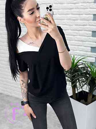 Трикотажна футболка "Black&White" оптом | Норма і батал Чорний, 50-52 Київ