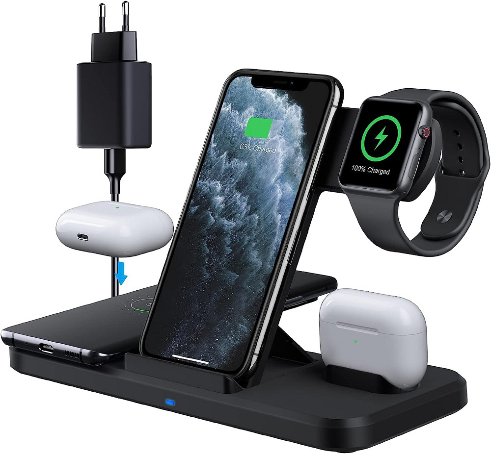 Безпровідна зарядка для телефону AMZLIFE 15W 3в1 Луцк - изображение 1