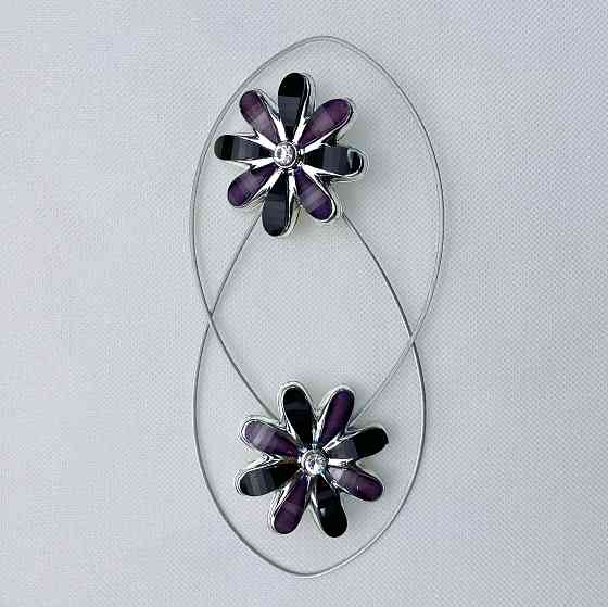 Магніти для штор та гардин "Квітка" набір 2 шт Чорний з фіолетовим (81-250) Київ