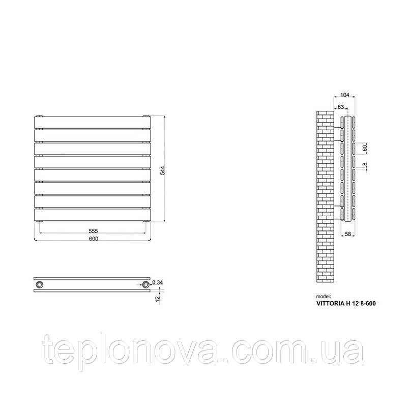 Дизайнерский радиатор 544/600 (мм) белый мат IDEALE VITTORIA H 12 8/544/600 Черновцы - изображение 4