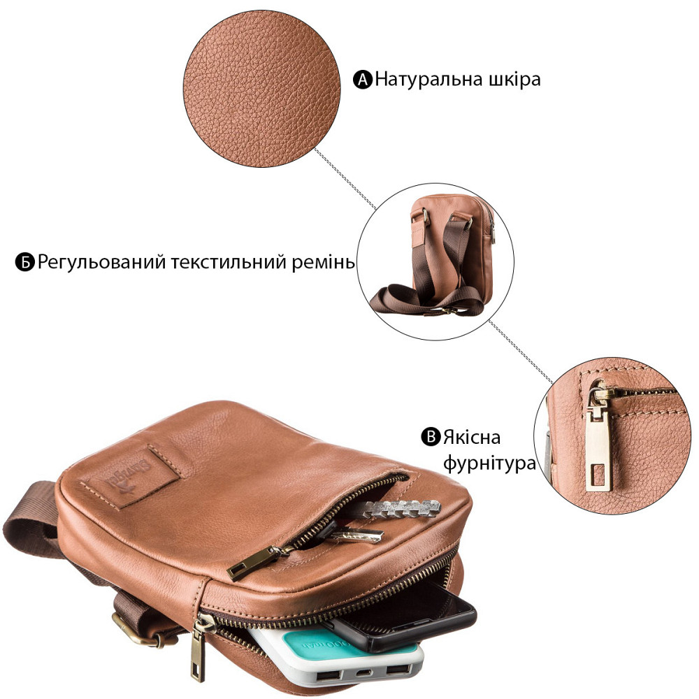 Мужская кожаная сумка SHVIGEL 19104 Рыжая Киев - изображение 3