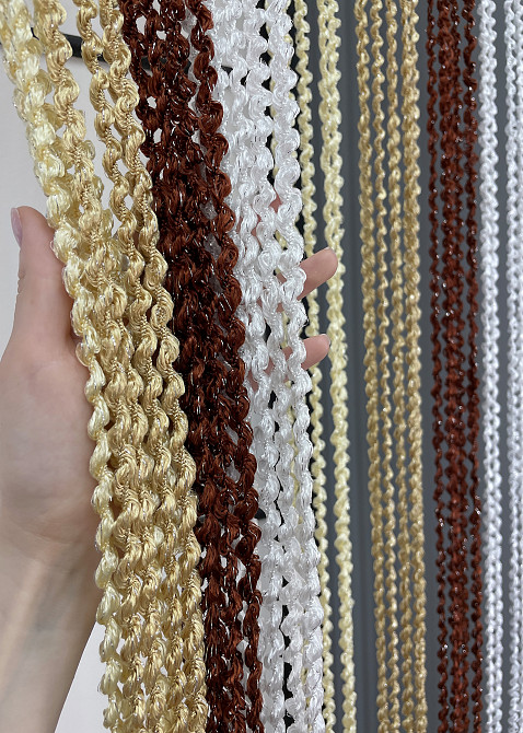 Шторы-нити спираль с люрексом Бежевый с коричнево-белым 300х300см 1 шт (61-053) Киев - изображение 5