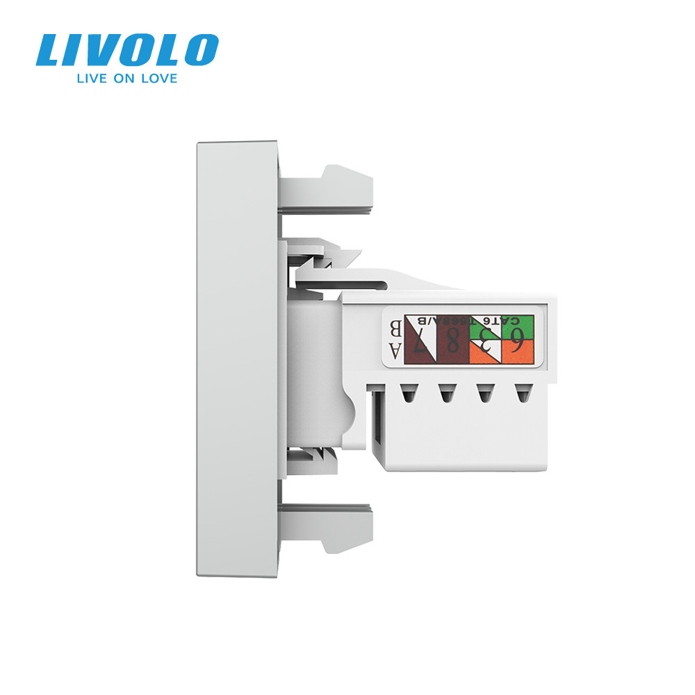 Інтернет-розетка RJ-45 (8P8C Cat.6) LIVOLO, сіра, модуль 0.5 поста, з шторкою (VL-FCCP-1IP) Коломыя - изображение 8