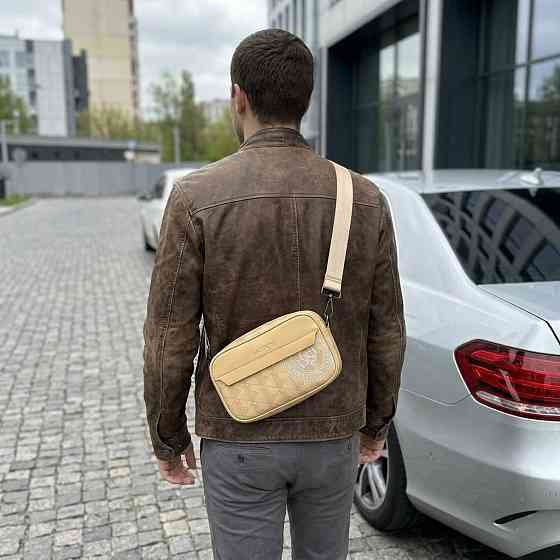 Мужская брендовая сумка, борсетка на плечо Lacoste (1097) brown Киев