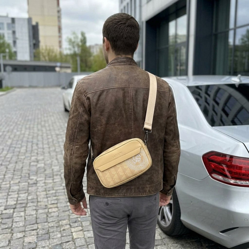 Мужская брендовая сумка, борсетка на плечо Lacoste (1097) brown Киев - изображение 6