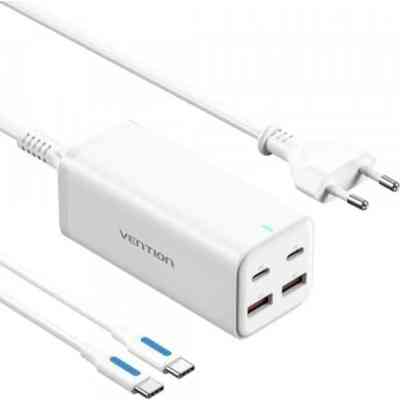 Зарядний пристрій Vention 4xUSB 100W (2xUSB-C+2xUSB-A) PD3.0/QC 3.0/GaN White (FBSWG-EU) Вінниця