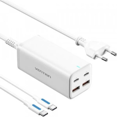 Зарядний пристрій Vention 4xUSB 100W (2xUSB-C+2xUSB-A) PD3.0/QC 3.0/GaN White (FBSWG-EU) Вінниця - фото 1