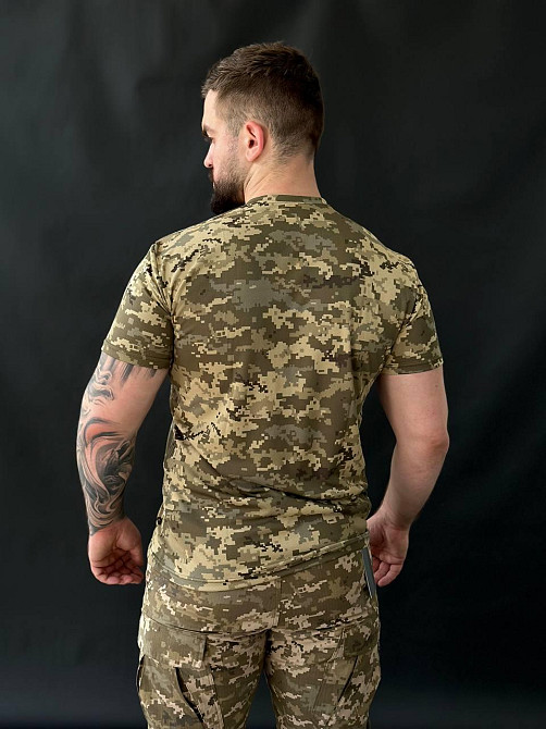 Тактическая футболка Coolmax пиксель, военная летняя полевая футболка ЗСУ, боевая штурмовая футболка Львов - изображение 6