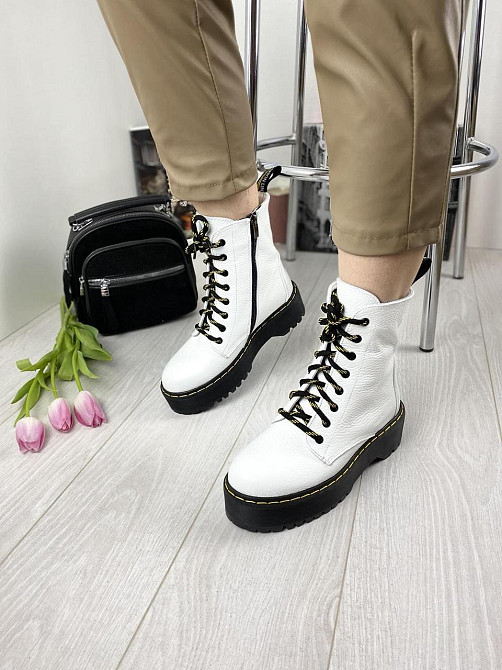 Черевики жіночі M.KRAFT білі натуральна шкіра висота 15 см розмір 37 (3128) Коломыя - изображение 7